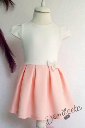 Официална или ежедневна детска рокля в бяло и розово 857714