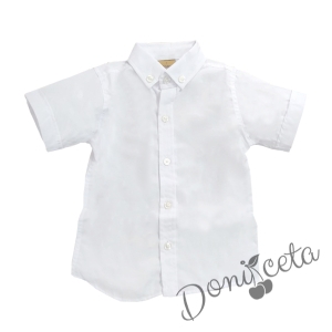 Детска риза  в бяло с къс ръкав 32436532 1