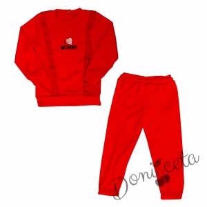 Бебешки комплект от блуза и панталони в червено