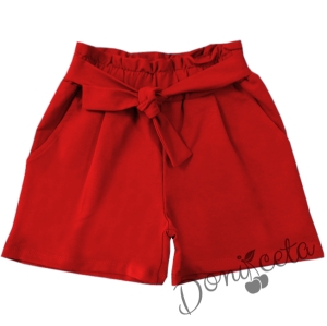 Къси панталони в червено за момиче  1