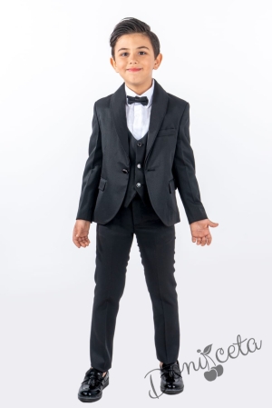 Официален детски костюм за момче от 5 части в черно