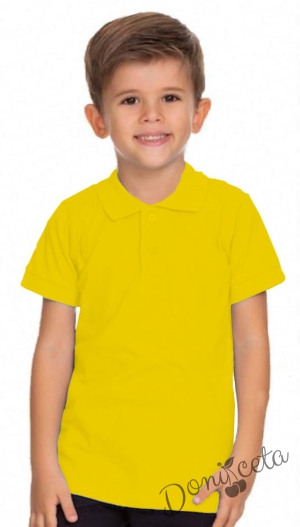 Детска блуза в жълто с къс ръкав и яка 1