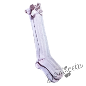 Детски 3/4 чорапи с панделка в розово 46459652141 1