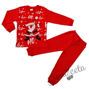 Коледна детска пижама в червено с Дядо Коледа 1