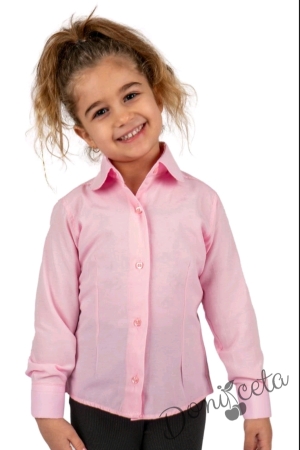 Детска риза в розово за момиче с дълъг ръкав Нами 1