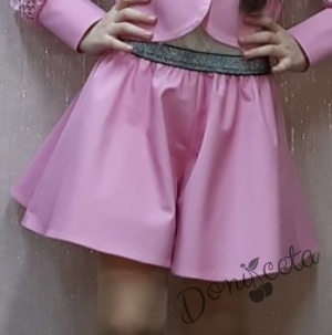 Пола-панталон за момиче в розово с ластик