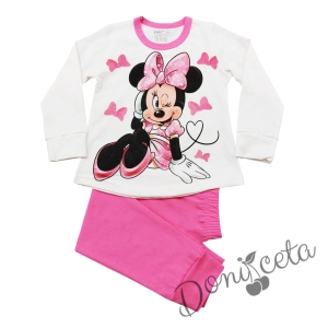Детска пижама за момиче в бяло и розово с Мини Маус 1