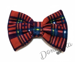 Фиба с панделка в червено каре 