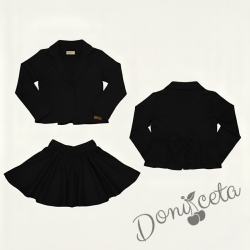 Детски комплект за момиче от пола от трико клош Роси и сако в черно