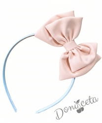  Диадема с панделка в нежно прасковено Мариска