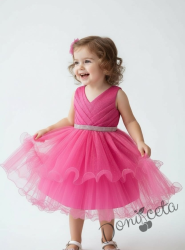 Блестяща официална детска/бебешка рокля в цвят циклама