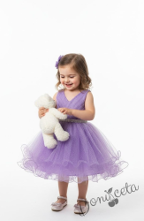Блестяща официална детска/бебешка рокля в цвят лилаво