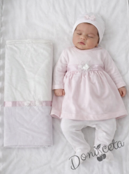 Комплект за изписване за момиче с рокличка от 5 части в розово и бяло