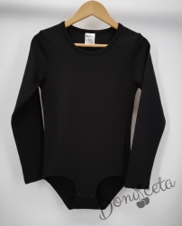 Детско памучно боди с дълъг ръкав в черно 