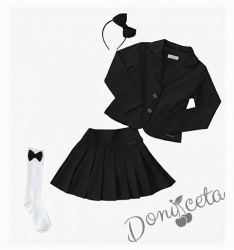 Комплект 4 части от пола, сако от трико, чорапи в бяло и черно и диадема в черно Гери