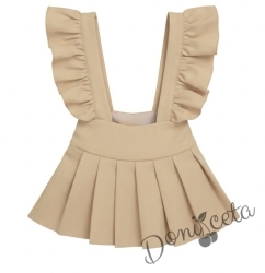 Детски сукман от трико Гери в бежово с плисирана пола