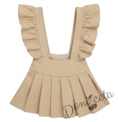 Детски сукман от трико Гери в бежово с плисирана пола
