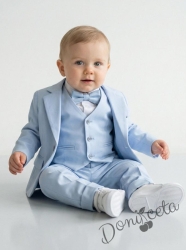 Елегантен официален костюм за момче от 5 части в светлосиньо със сако от колекция Светлосияна
