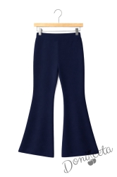 Детски памучен панталон в тъмно синьо за момиче тип Чарлстон 