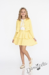 Комплект за момиче от 2 части-пола в жълто и сако с дълъг ръкав в жълто