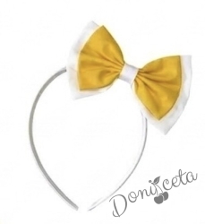 Ръчно изработена диадема в бяло и жълто от памучен плат