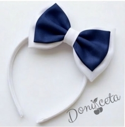 Ръчно изработена диадема в бяло и тъмносиньо 