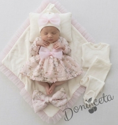 Луксозен Комплект за Изписване  в бяло и розово за момиченце – 5 части