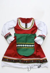 Дамска или детска народна носия 24-сукман и престилка в зелено с фолклорни/етно мотиви 