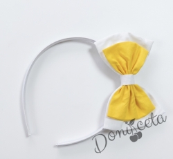 Ръчно изработена диадема в бяло и жълто 