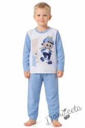 Детска пижама  Лабубу за момче с дълъг ръкав в светлосиньо 