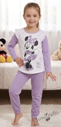 Детска пижама за момиче в бяло и лилаво с Мини Маус