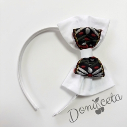 Диадема с фолклкорни и етно мотиви в бяло 