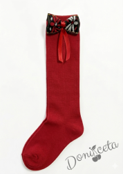 Детски Ръчно изработени чорапи с фолклкорни/етно мотиви в червено