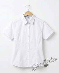 Детска ризка с къс ръкав в бяло за момиче подходяща и за униформа