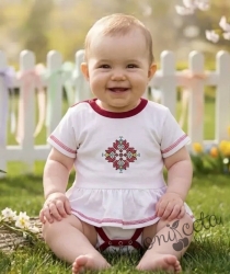 Бебешко боди с къс ръкав с етно мотиви