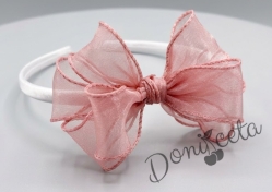 Ръчно изработена диадема с панделка в пепел от рози