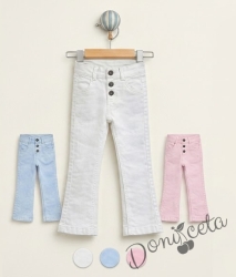 Детски дънки тип чарлстон с висока талия в светлосин цвят