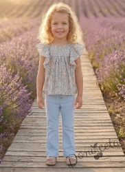 Детски дънки тип чарлстон с висока талия в светлосин цвят