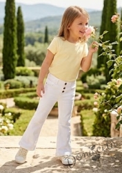 Детски дънки тип чарлстон с висока талия в бял цвят