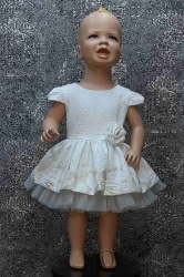 Официална детска  рокля в екрю с къс ръкав Ева