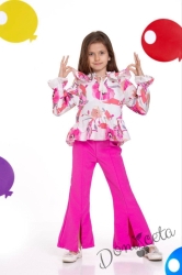 Комплект за момиче от 2 части- блуза и панталон в циклама Фредерика
