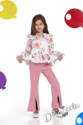 Комплект за момиче от 2 части- блуза и панталон в пепел от рози Фредерика
