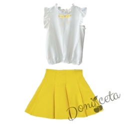 Комплект от пола в жълто и риза Contrast с жълта панделка