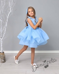 Официална детска къса рокля с тюл в синьо Ванина