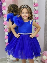 Официална детска рокля в синьо с тюл Девора