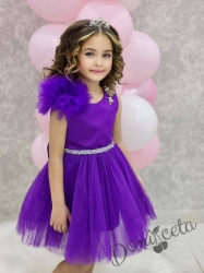Официална детска рокля в лилаво с тюл Девора