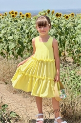 Официална или ежедневна детска рокля с къдрички в жълто 774882931