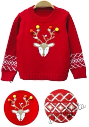 Knitted Christmas sweater in blue with a snowman