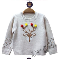 Knitted Christmas sweater in blue with a snowman