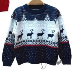 Knitted Christmas sweater in blue with a snowman